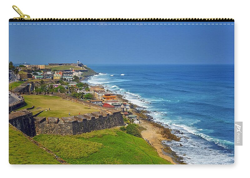 Ocean Zip Pouch featuring the photograph Old San Juan Coastline by Stephen Anderson
