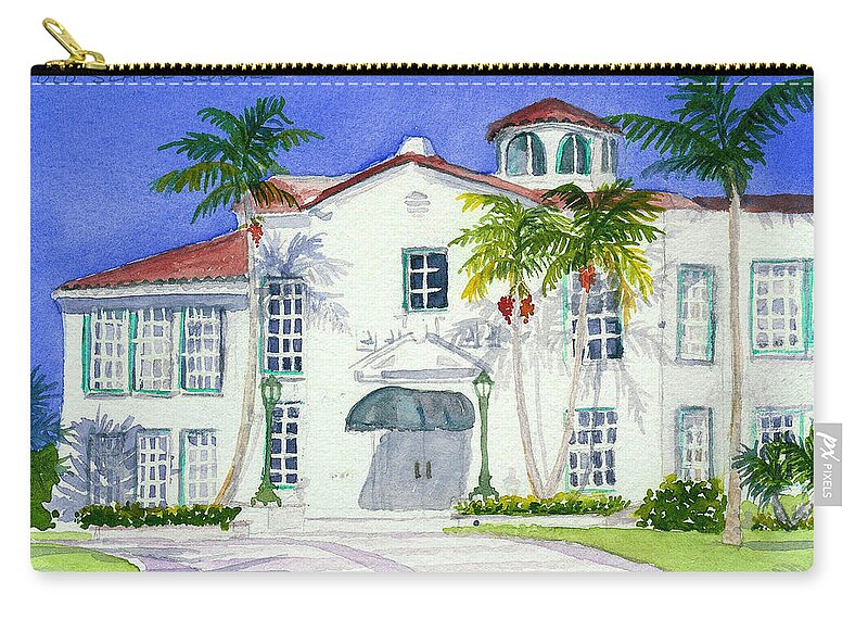 Old School Square Zip Pouch featuring the painting Old School Square by Anne Marie Brown