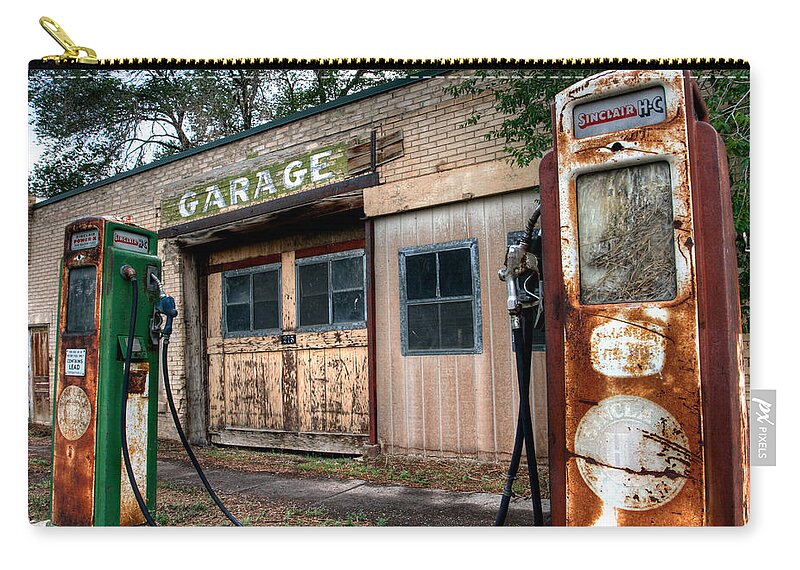 No People Carry-all Pouch featuring the photograph Old Service Station by Brett Pelletier