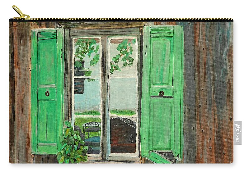 Wood Shed Carry-all Pouch featuring the painting Old Shed by David Bigelow