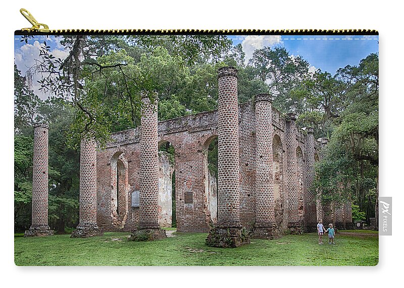 Old Sheldon Church Zip Pouch featuring the photograph Old Sheldon Church by Patricia Schaefer