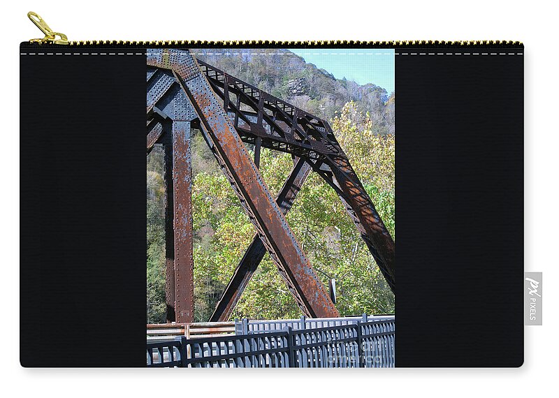 Bridge Zip Pouch featuring the photograph Old Thurmond Bridge by Sandy McIntire
