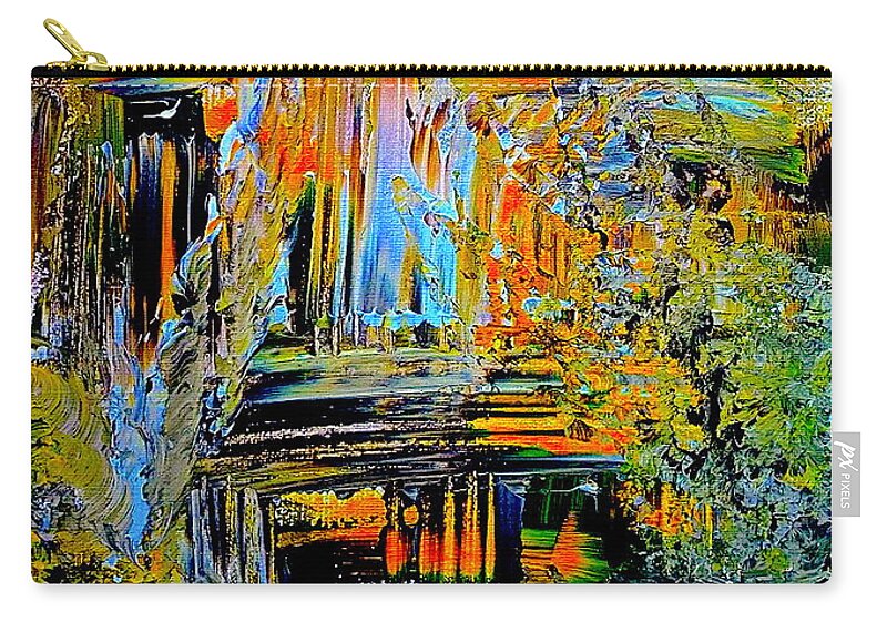 Abstract Art Print Zip Pouch featuring the painting OLD TOWN OF NICE 2 of 3 by Monique Wegmueller