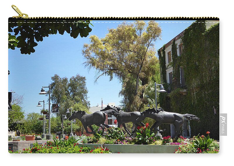 Bronze Zip Pouch featuring the photograph Old Town Scottsdale by Gordon Beck
