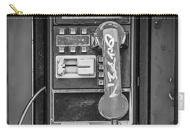 Telephone Zip Pouch featuring the photograph Old Vintage Coin Operated Phone Booth by Randall Nyhof