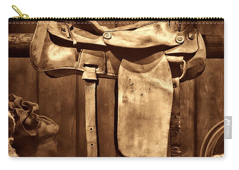 Saddle Carry-all Pouch featuring the photograph Old Western Saddle by American West Legend By Olivier Le Queinec