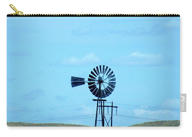 Windmill Zip Pouch featuring the photograph Old Windmill On The Ranch Dempster USA by Thomas Woolworth