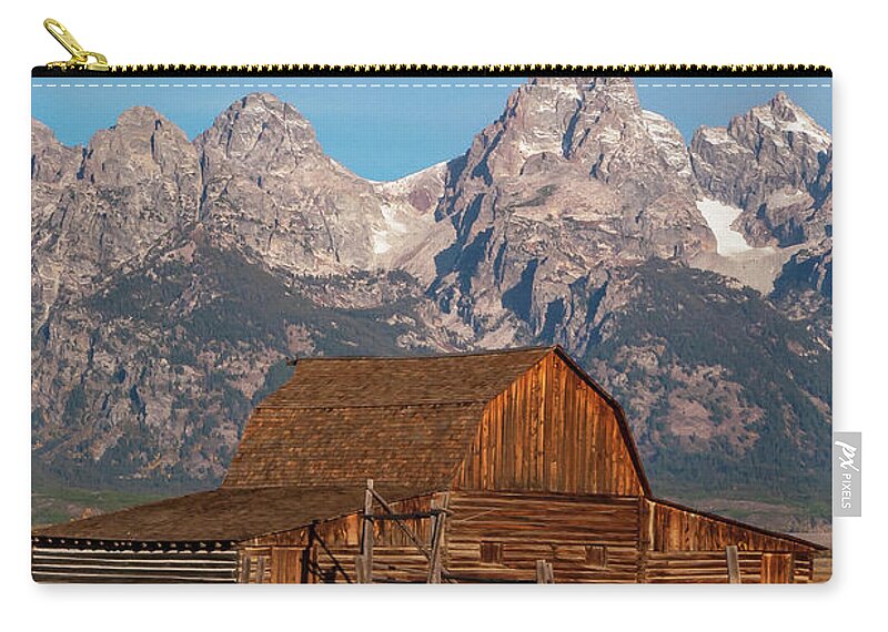Jackson Hole Zip Pouch featuring the photograph Old Wood Barn by Bob Phillips