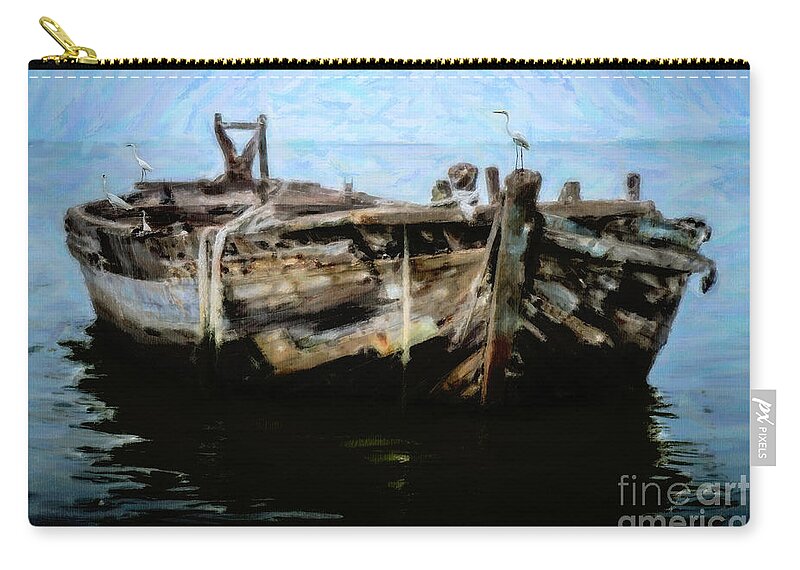 Nautical Zip Pouch featuring the painting Old Wooden Fishing Boat by Chris Armytage