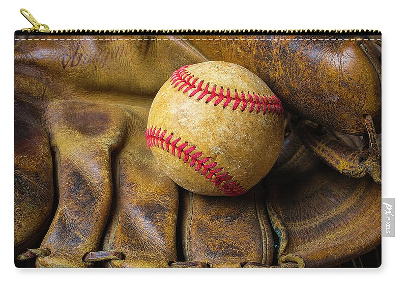 Mitts Zip Pouch featuring the photograph Old Worn Ball Mitt by Garry Gay