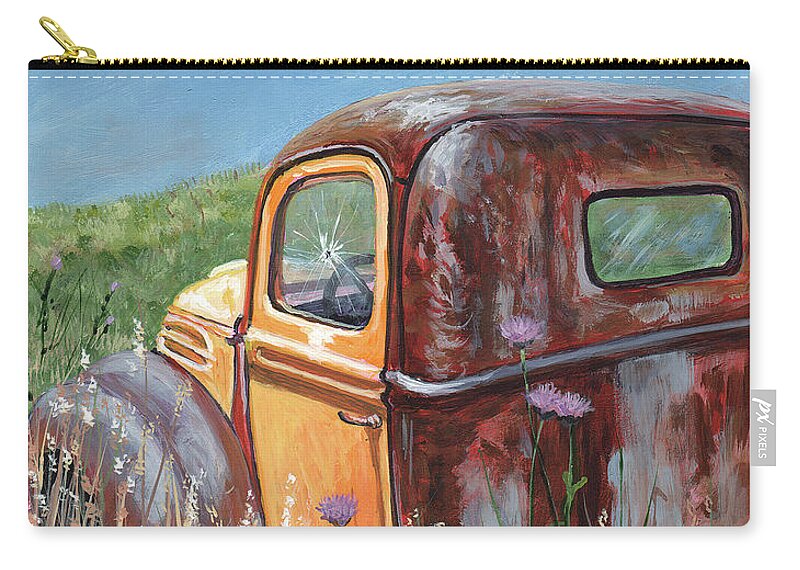 Timithy Zip Pouch featuring the painting Old yellow by Timithy L Gordon