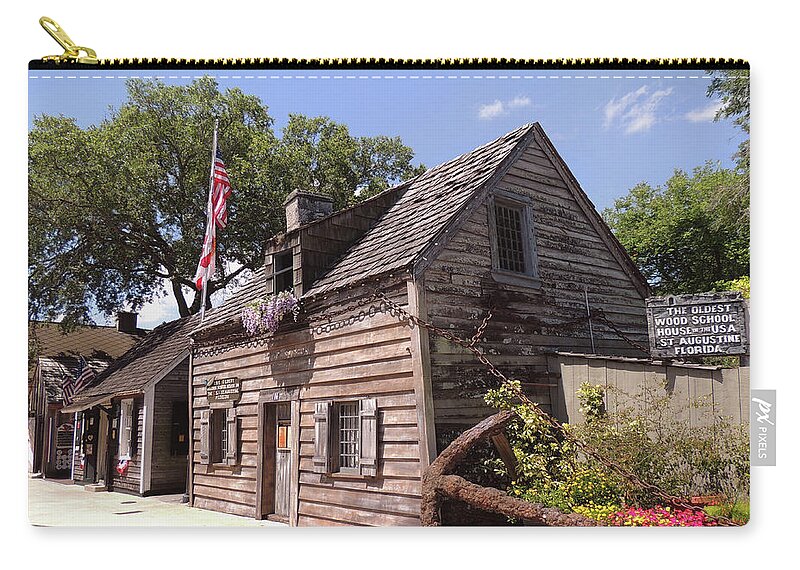 Oldest Zip Pouch featuring the photograph Oldest Wooden Schoolhouse by Gordon Beck