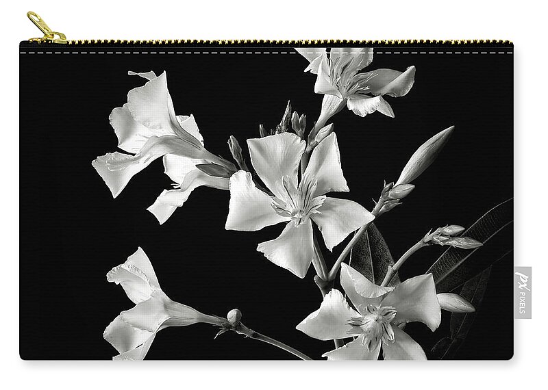 Flower Zip Pouch featuring the photograph Oleander in Black and White by Endre Balogh