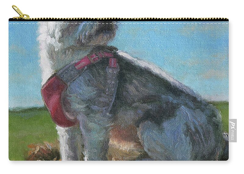 Pet Portrait Zip Pouch featuring the painting Olive by Jeff Dickson