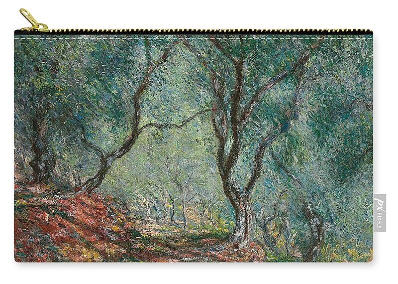 Bordighera; Italian; Landscape; Olive Grove; Path; Impressionist; French Zip Pouch featuring the painting Olive Trees in the Moreno Garden by Claude Monet