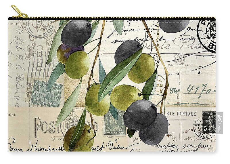 Olive Zip Pouch featuring the painting Olivia II by Mindy Sommers