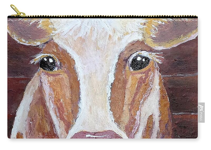 Cows Zip Pouch featuring the painting Olivia's Portrait by Suzanne Theis