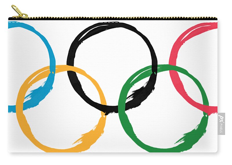 Olympics Zip Pouch featuring the digital art Olympic Ensos by Julie Niemela