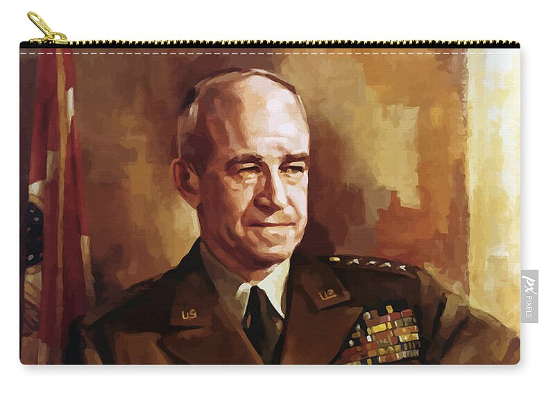 Omar Bradley Zip Pouch featuring the painting Omar Bradley by War Is Hell Store
