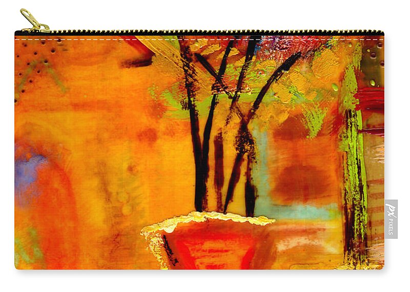 Wood Zip Pouch featuring the mixed media On My Window Sill by Angela L Walker