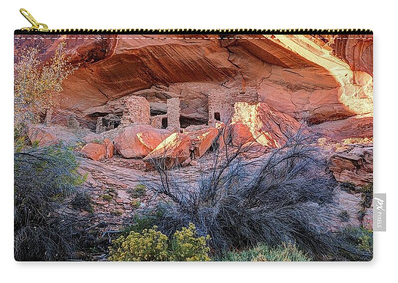  Puebloan Zip Pouch featuring the photograph On the banks of the San Juan by Roxie Crouch