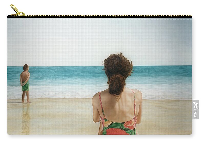 Beach Zip Pouch featuring the painting On The Beach by Rich Milo