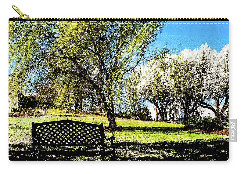 Beanch Carry-all Pouch featuring the photograph On The Bench by Randy Sylvia