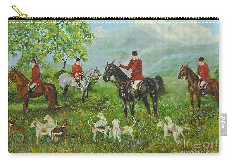Fox Hunt Carry-all Pouch featuring the painting On The Hunt by Charlotte Blanchard