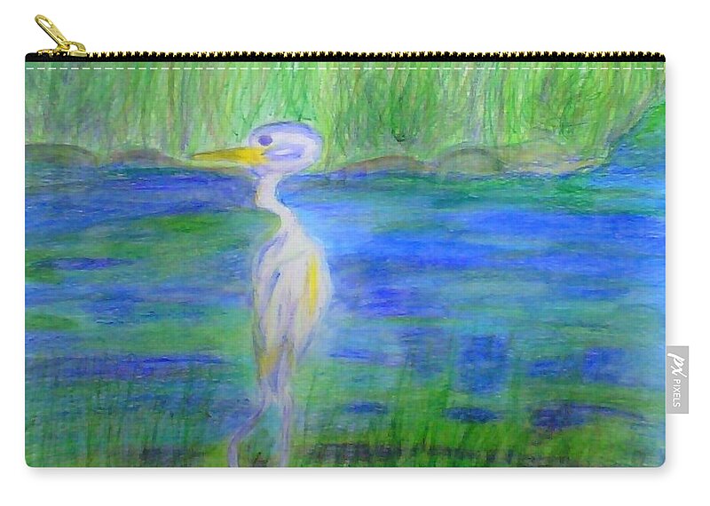Florida Birds Zip Pouch featuring the mixed media On The Lookout by Suzanne Berthier