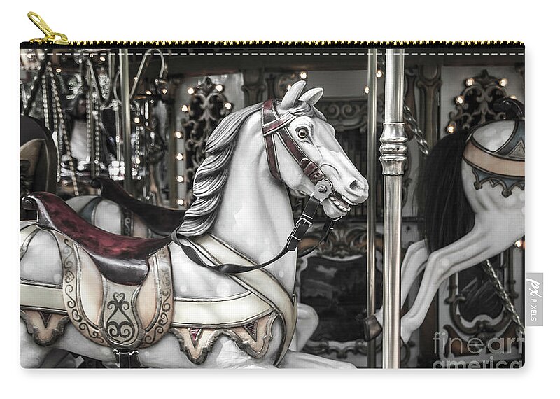 Carousel Zip Pouch featuring the photograph On the Merry go Round by Adriana Zoon