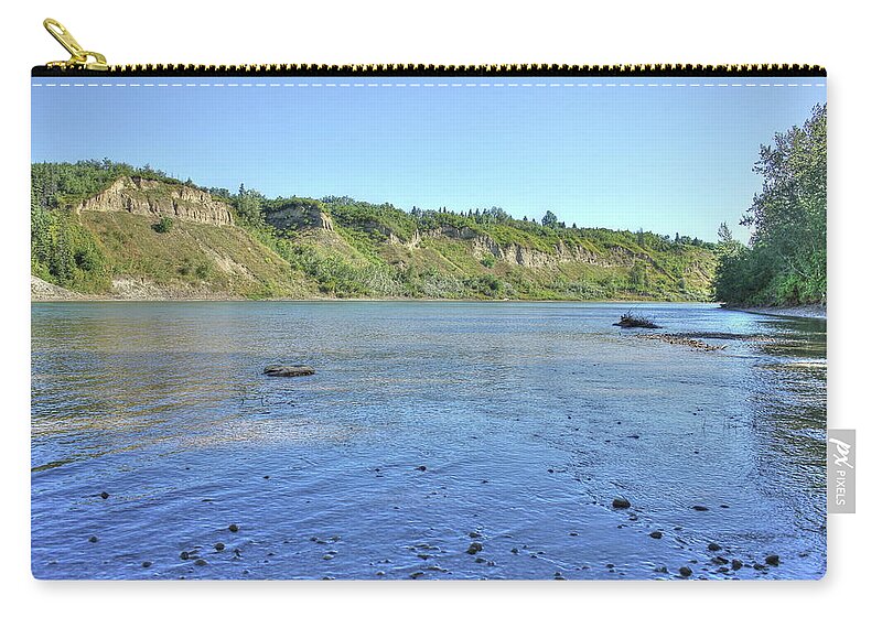 Water Zip Pouch featuring the photograph On the North Saskatchewan River by Jim Sauchyn