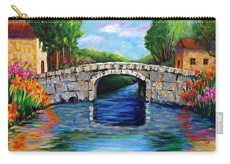 Bridge Zip Pouch featuring the painting On the other side of the Bridge by Rosie Sherman
