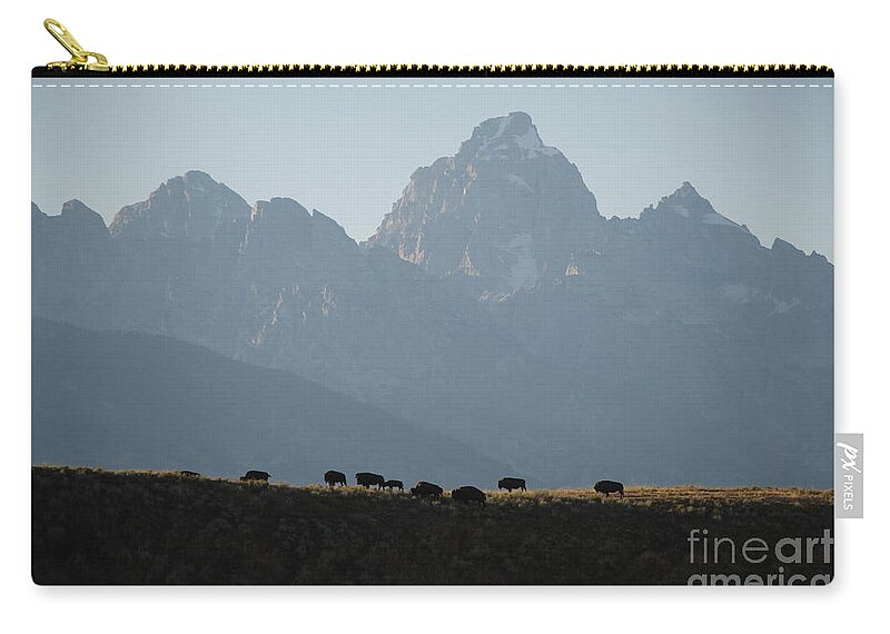 Buffalo Zip Pouch featuring the photograph On the Ridge by Jim Goodman