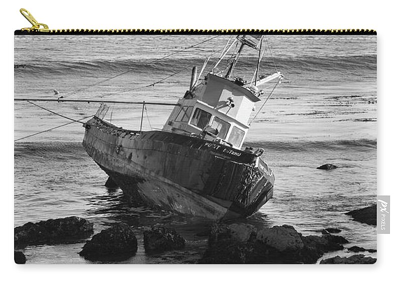 Photograph Zip Pouch featuring the photograph On the Rocks Black and White by Suzanne Gaff