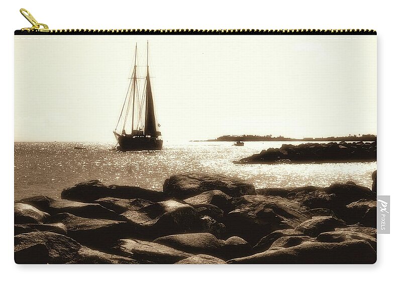 Boats Zip Pouch featuring the photograph On The Rocks by Karl Anderson