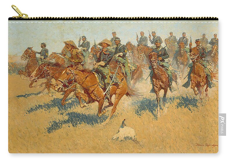 Frederic Remington Zip Pouch featuring the painting On the Southern Plains by Frederic Remington