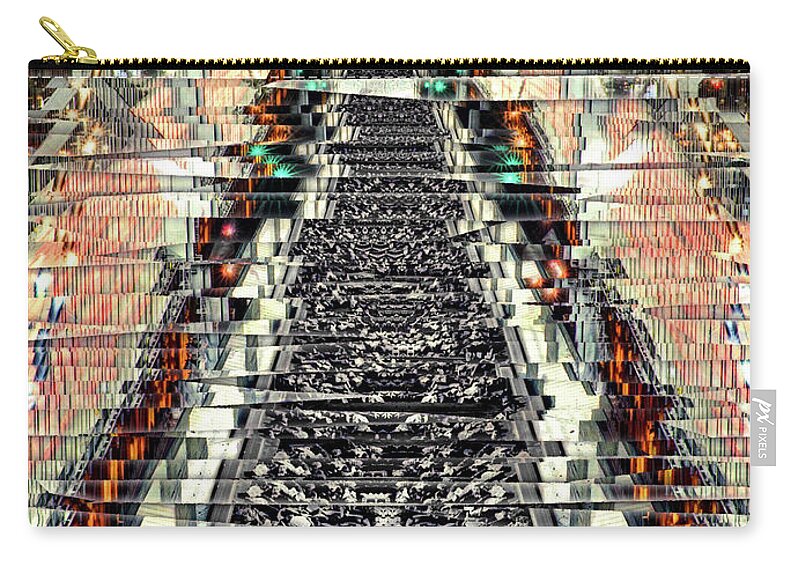 Collage Zip Pouch featuring the photograph On Track To The City by Phil Perkins