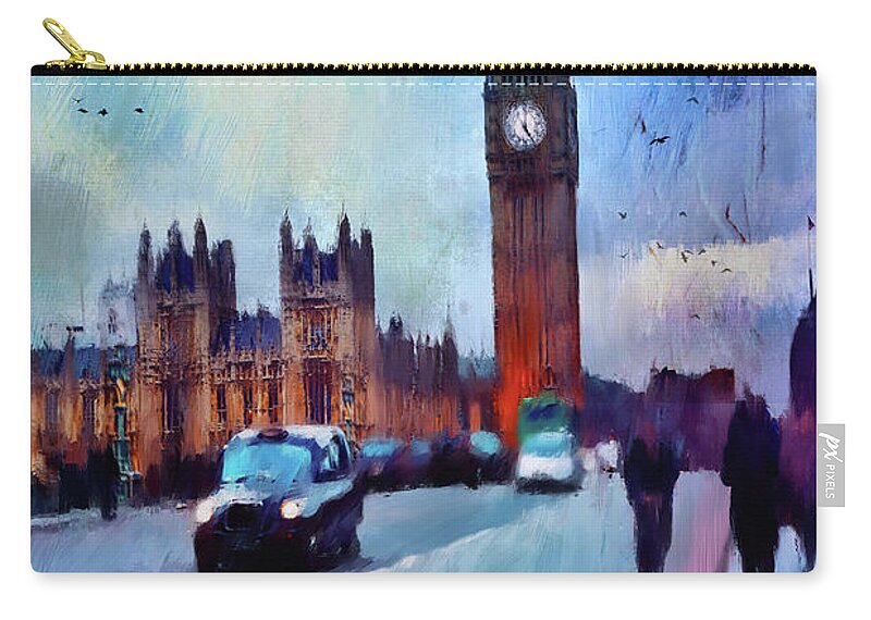 London Zip Pouch featuring the digital art On Westminster Bridge by Nicky Jameson
