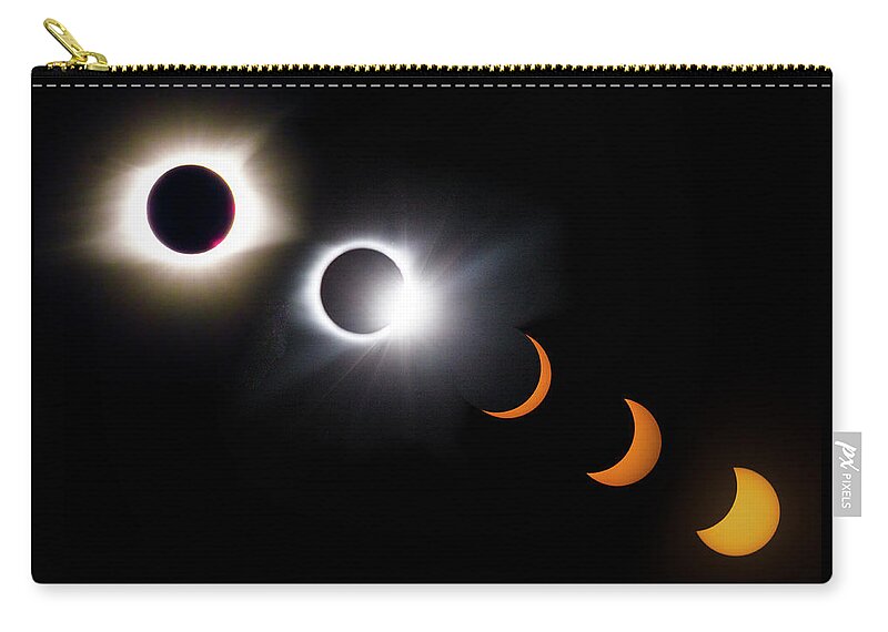 08 21 20 17 Zip Pouch featuring the photograph Once in a Lifetime Stages of a Total Solar Eclipse II by Debra and Dave Vanderlaan