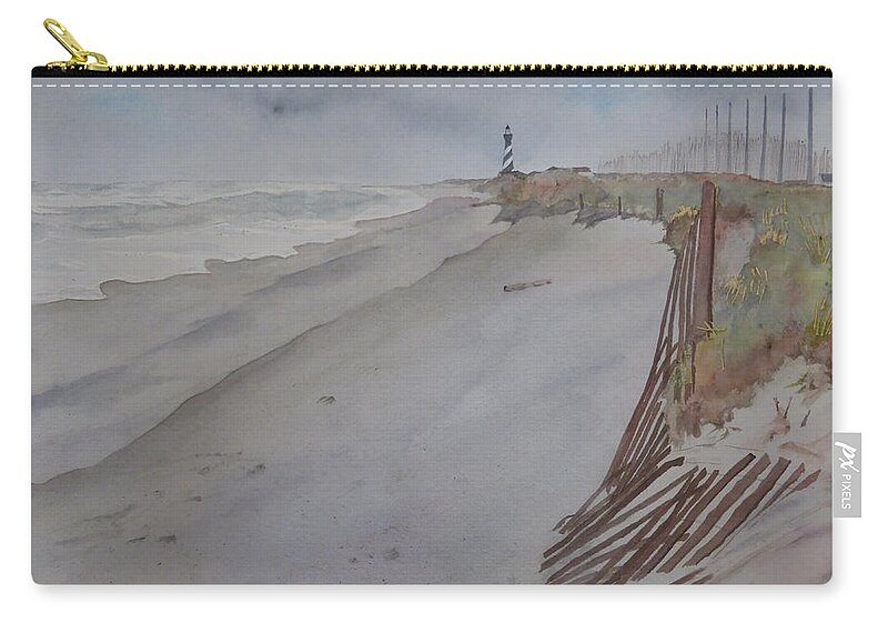 Old Hatteras Lighthouse Zip Pouch featuring the painting Once there was a Lighthouse by Joel Deutsch