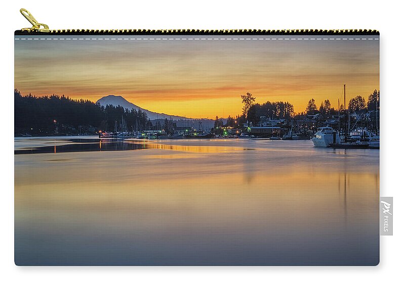 Sunrise Zip Pouch featuring the photograph One Morning in Gig Harbor by Ken Stanback