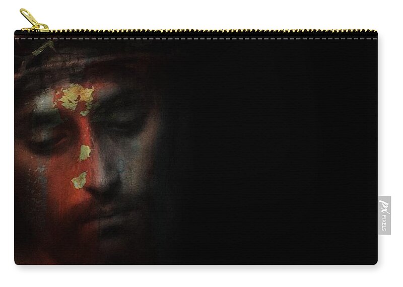 Christ Zip Pouch featuring the mixed media One of Us by Paul Lovering