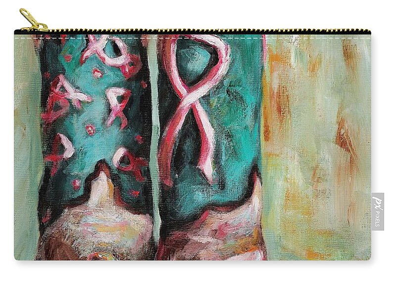 Western Art Zip Pouch featuring the painting One Size Fits All by Frances Marino
