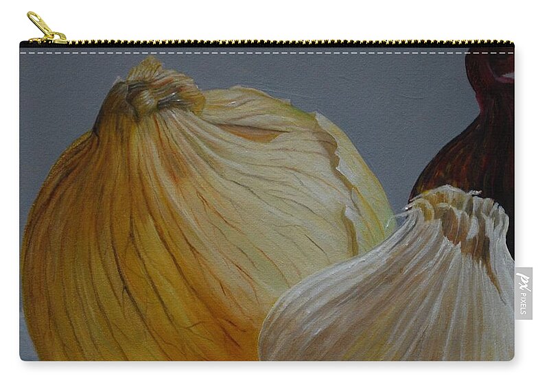 Realism Zip Pouch featuring the painting Onions and Garlic by Emily Page