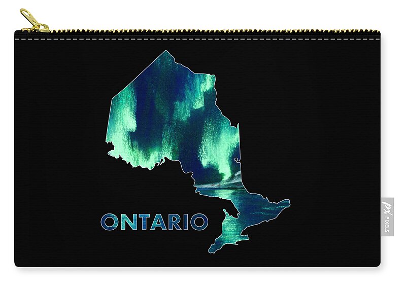 Ontario Zip Pouch featuring the digital art Ontario - Northern Lights - Aurora Hunters by Anastasiya Malakhova