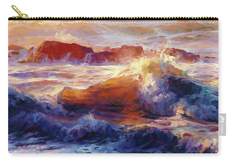 Ocean Zip Pouch featuring the painting Opalescent Sea by Steve Henderson