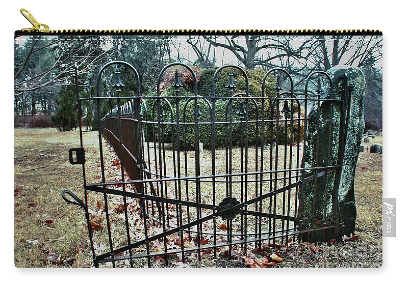 Cemetery Zip Pouch featuring the photograph Open Cemetery Gate by Sandy Moulder