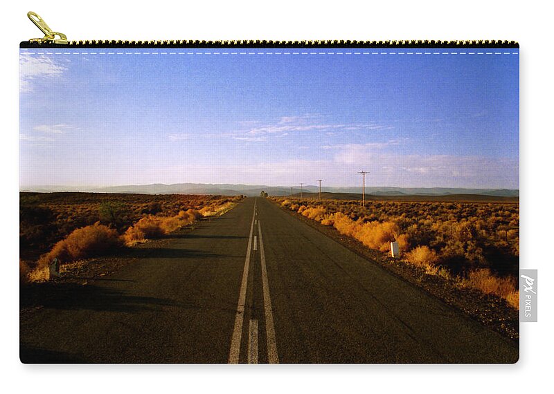 Desert Road Zip Pouch featuring the digital art Open desert road by Vincent Franco