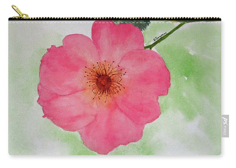 Floral Zip Pouch featuring the painting Open Rose by Elvira Ingram