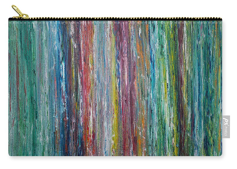Derek Kaplan Art Zip Pouch featuring the painting Opt.82.15 The Emerald Forest by Derek Kaplan